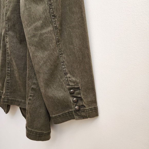 DG2 by Diane Gilman Olive Green Denim Jacket Women Size 3X Long Sleeve Pockets - Picture 5 of 10